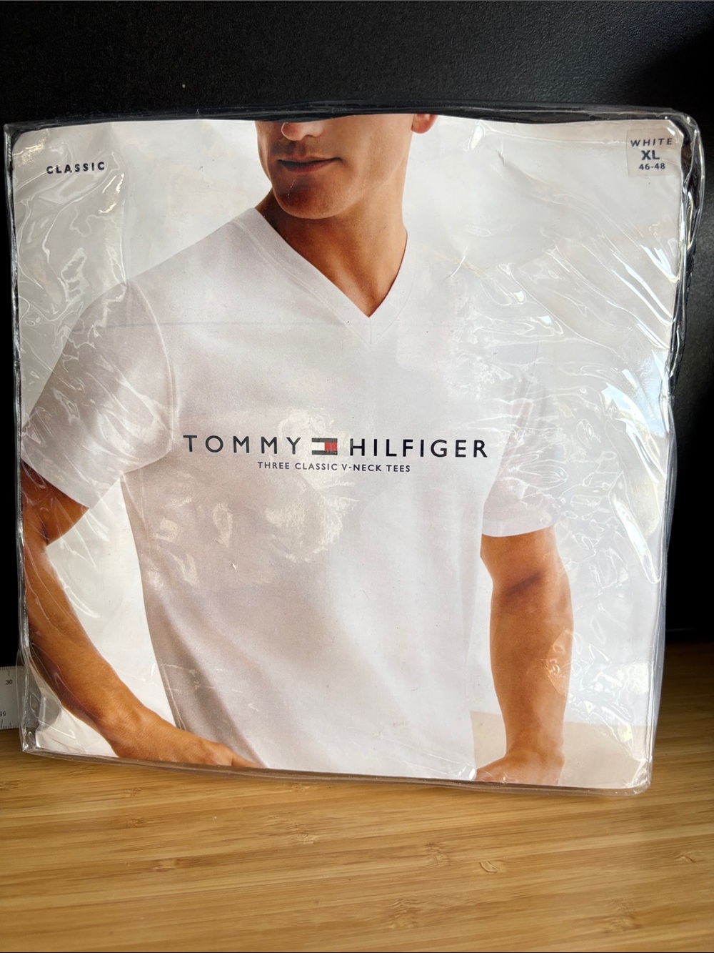Tommy Hilfiger White V-Neck Logo Tee
